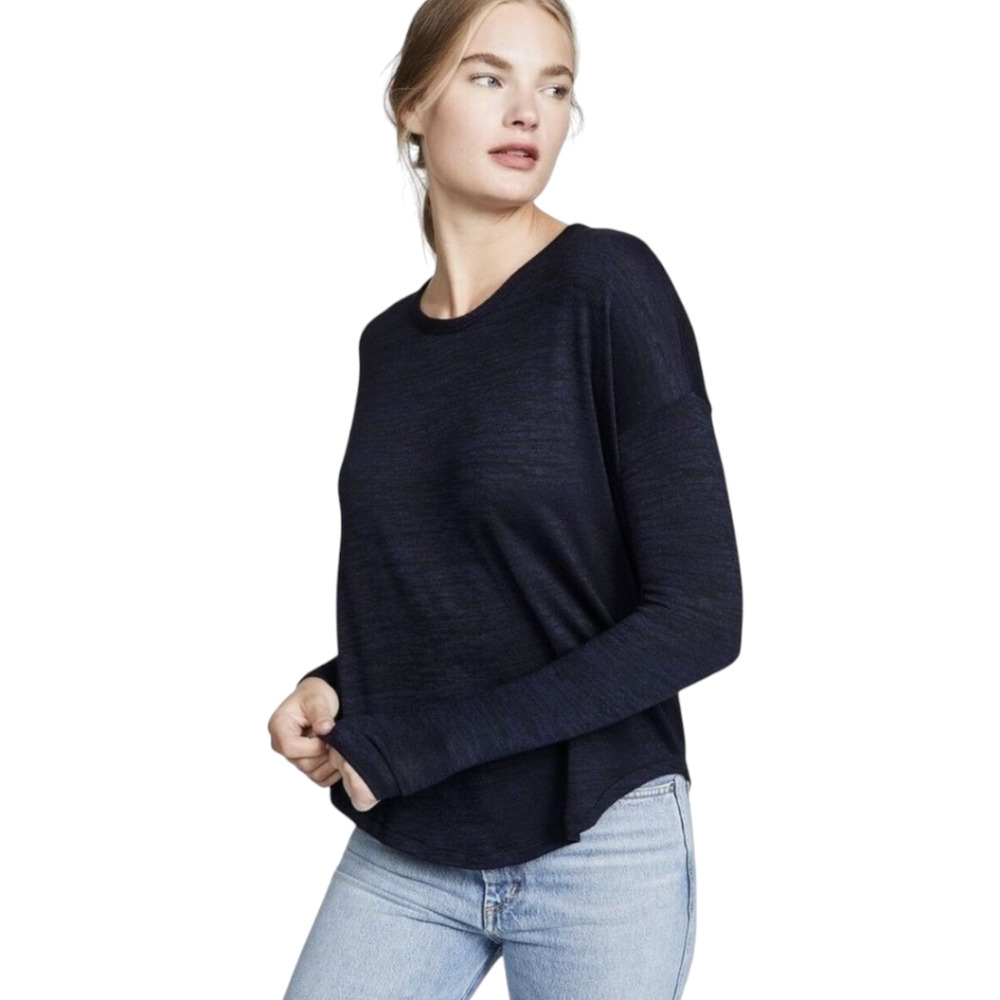 Rag & Bone‎ | Hudson Knit Long Sleeve Curved Hem Top Black Sz S | Elevated Basic
